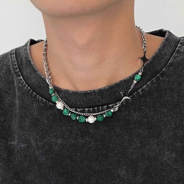 High-End Necklace Niche for Men and Women INS Hip-Hop Natural Stone Splicing Star Design Clavicle Chain Mens National Trend L260603QASA