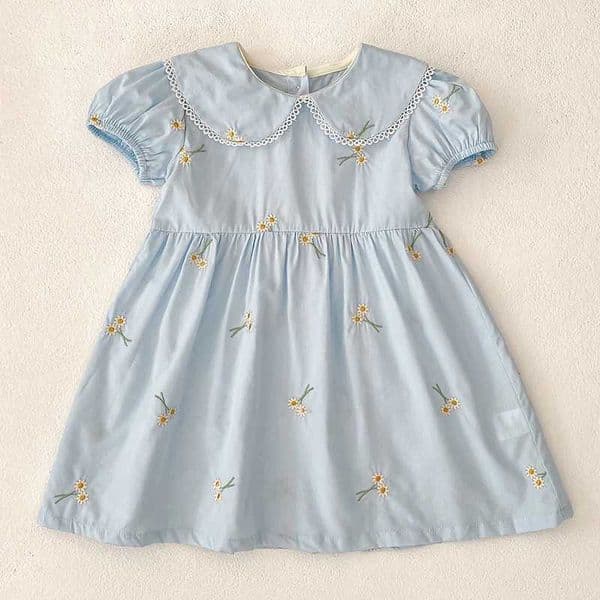 Summer New Little Girls Toddler Princess Dresses 1-6Yrs Girls Fashion Embroidered Flower Dress Kids Flying Sleeves Party Clothes L260602GEXX