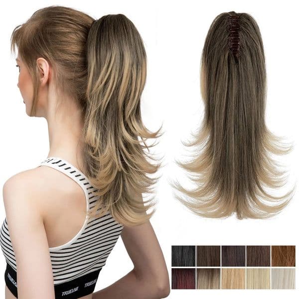 bestseller 14" Elegant Synthetic Claw Clip In Ponytail Natural Extensions Wavy Hairpiece Fake Blonde Hair Accessory False Pigtail