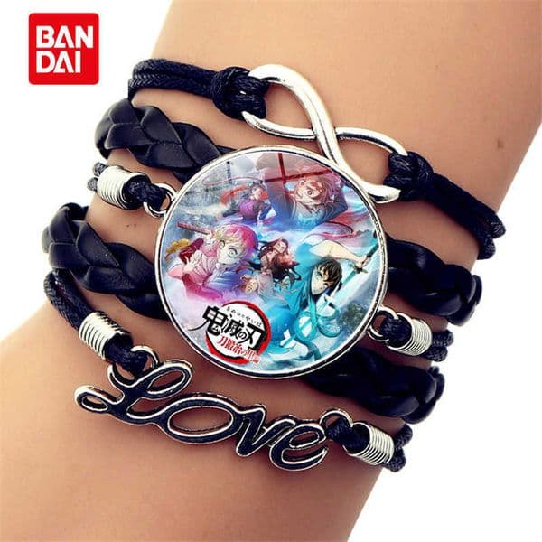 Japanese anime Demon Slayer Kimetsu no Yaiba Swordsmith Village arc bracelet time-woven LOVE bracelet Demon Slayer Corps leather hand accessory L260603MKID