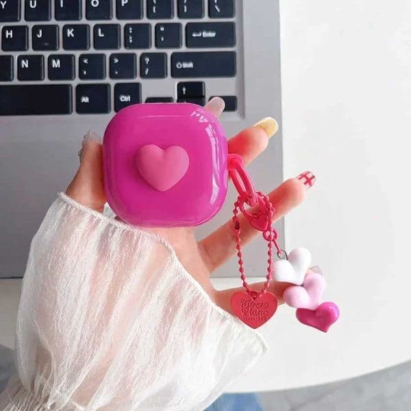 Love Rose Pink for Galaxy Buds Pro Live 2 Buds2 Pro Cover Protective Shell Shield for Galaxy Buds FE With keychainT260602