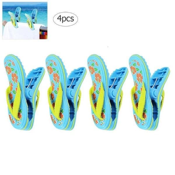 4PCS Plastic Bath Slipper Shape Beach Lounge Chair Fixing Towel Clip ddmynov