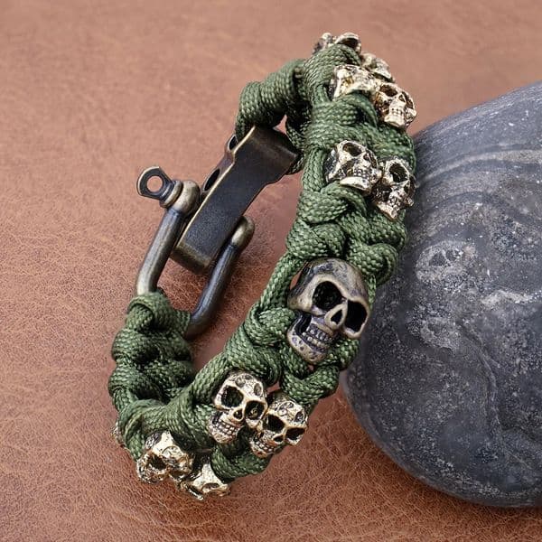 Vintage Skull Style Bracelet Jewelry Gift Outdoor Camping Paracord Survival Braided Rope Bangles Adjustable Clasp Pulsera Hombre 260601