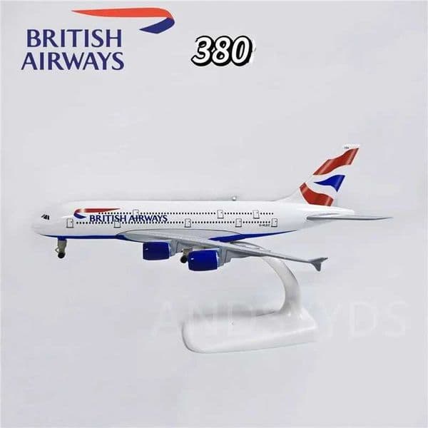 20cm British Airways A380 Model Plane Metal 1/400 Scale Toy Planes Collected Gift By Aviation Collectible Aircraft L260603084W