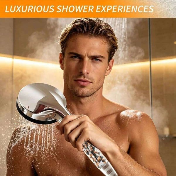 Handheld High Pressure Shower Head Water Filter Nourishes Hair Protects Sensitive Skin for Kids Adults Pets