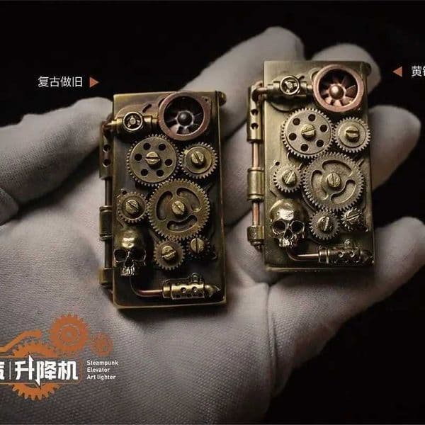 Brass Handmade New Steam Punk 6 Gear Linkage Elevator Kerosene Lighter Retro Personali Collection Lighters Smoking Gift J260603