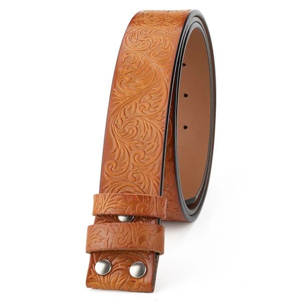 Embossed Leather Belt Without Buckle Retro Leisure 3.8cm 260603