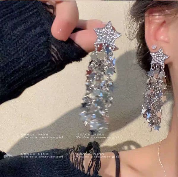 Designer Jewelry Luxury Jewelry Sweet Cool Style Pentagram Tassel For Women 2026 New Popular Stud Earrings With A High-End Feel And Exaggerated Design Wholesale