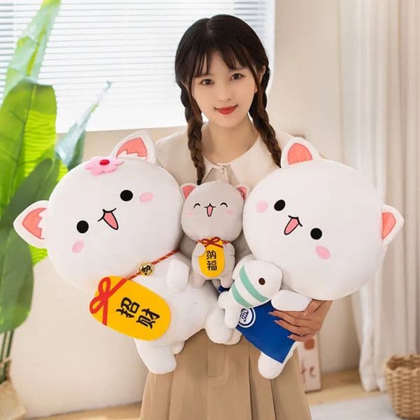 2026 New Kawaii Mitao Cat Lying Cats Couple Doll cologne perfume Plush Toys Stuffed Cute Animal Dolls Pillow Soft Cartoon Cushion Birthday Designer 01