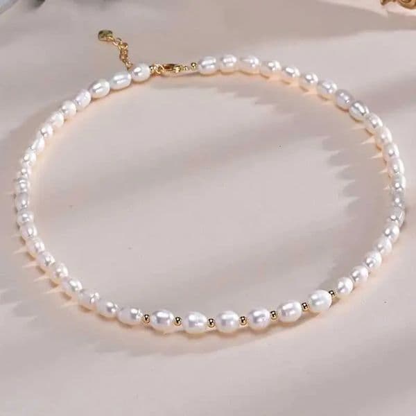 Chain For Man Natural Freshwater Pearls Rice Shape Multicolored Necklace Golden Beads S925 Sterling Silver woman necklace Chain Fine Jewelry Gifts Women Crystal