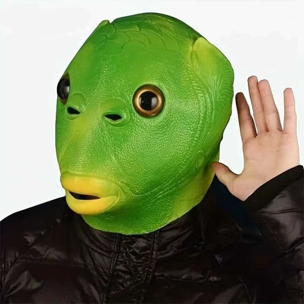 Fun 1pc Green Fish Head Mask for Halloween and Parties - Perfect Photography Prop and Party Favor L260603AXOZ