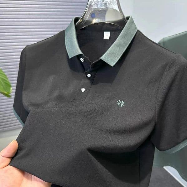 Men's Polos High End Silk Cotton Short Sleeve Polo Shirt Summer Trend Luxury Brand Embossed Design Korean Casual Breathable T-shirt