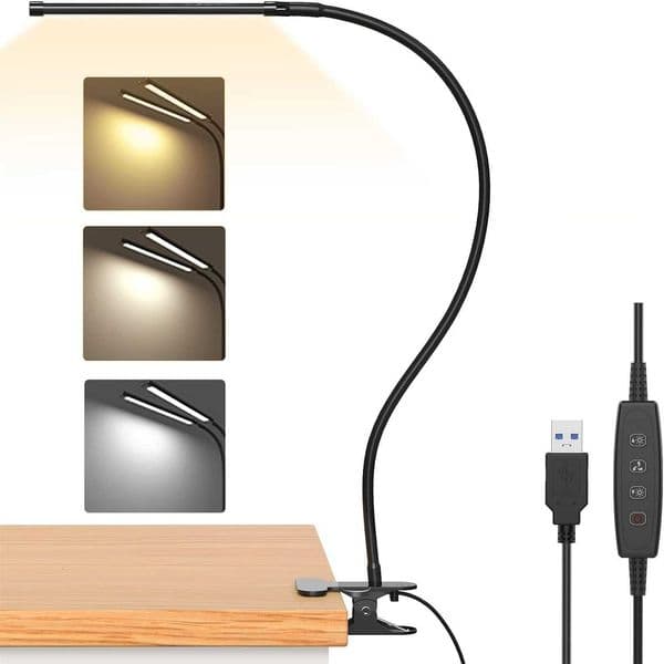LED Desk Book Lamps Light USB Rechargeable Reading Light Warm Cool White Daylight Portable Flexible Easy Clip Night Reading Lamp M260603