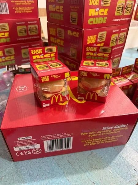 Needoh x McDonalds Hamburger Nice Cube Sensory Toys Malt Sugar Ice Cube Squishy Anxiety Stress Relief Slow Rebound Fidget Toys Birthday Gifts Red In Stock