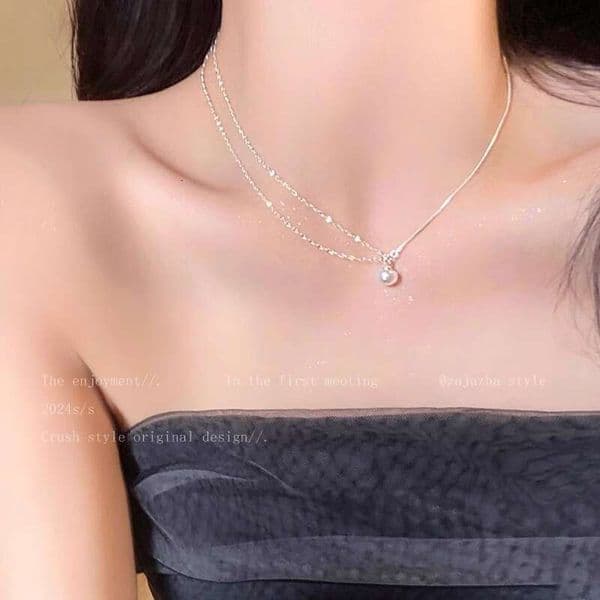 Designer Jewelry Luxury Jewelry Minimalist Pearl Pendant Necklace For Women, Unique And Versatile Asymmetric Collarbone Chain, 2025 New Daily Accessory