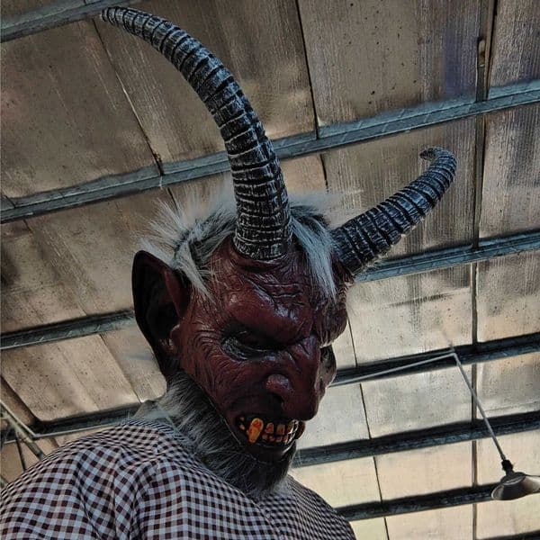 Devil Red Mask Halloween Horror Long Horn Devil Cosplay Latex Mask Carnival Party Lucifer Devil Headgear Prank Haunte House Prop L260603RDOZ