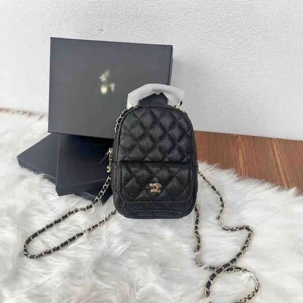girls classic cc backpacks luxury grid handbag chain leather shoulders fashion vintage mini Points based backpack for kids traveling commuting bag