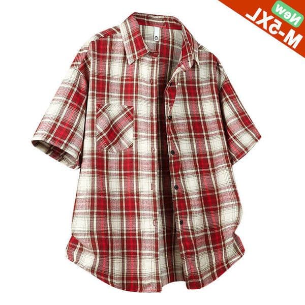 Summer Fast Ship Shirts Men Casual Men Shirts Male Plaid Short Sleeves Shirts CloTHing YouTH Japan Korea Coats Plus Size 5XL M260603