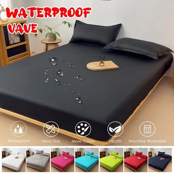 Throw Waterproof Mattress Cover Bed Fitted Sheet Mattress Bedspread Protector Pads SingleDoubleKingQueen Full Size GrayWhite i260603