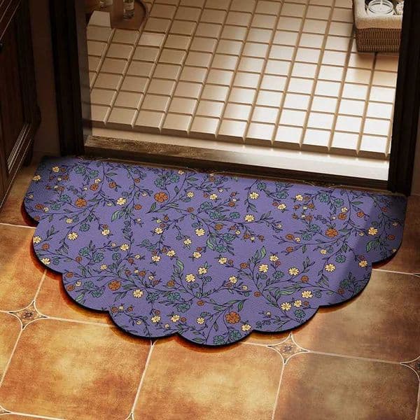 American light-colored flower semicircular bathroom door floor mat toilet non-slip foot mat diatom mud absorbent mat carpet C260603