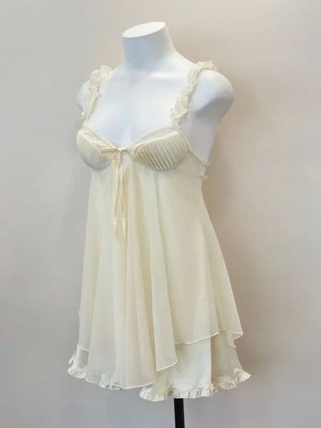Sexy Pajamas Women's Nightgowns Ruffles Lace with Chest Pad Cushion Suspender Pajama Dress Night Sleepwear Lingerie 260602