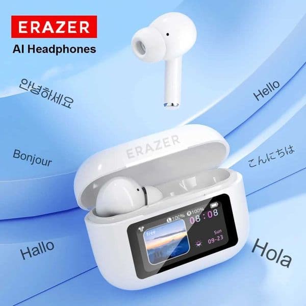 Wireless ERAZER Bluetooth Earphones AI Translator Headphones LCD Screen Headset Sport Wireless HD Stereo Sound Longlife Earbuds L260602