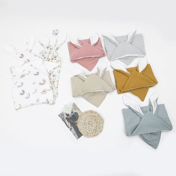 Baby bath towel made of pure cotton double-layer gauze, baby cloak, rabbit ear towel wrapped in hooded bathrobes for boys and girls