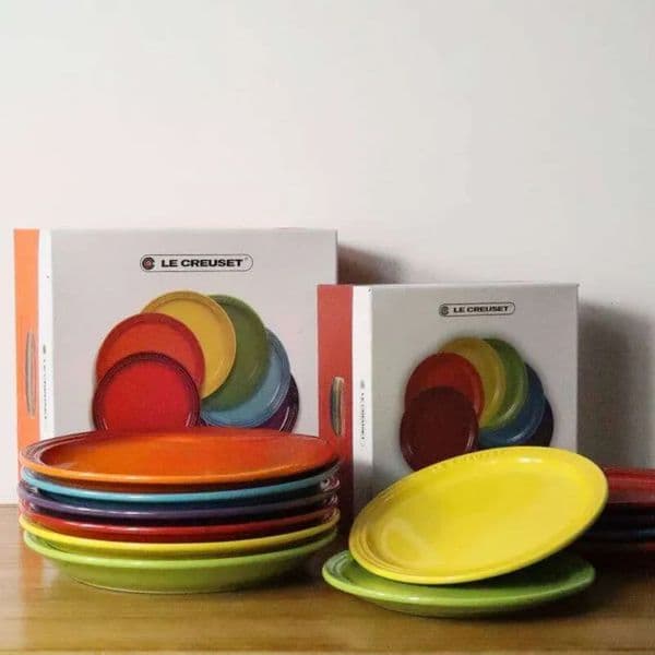 Luxury Designer Decor 2026 New Luxury Designer Cool Color Le Creuset Cerc Dinnerware China Rainbow 6 Piece Home Dining Plate Di Set Round Ape Enamel Crt French