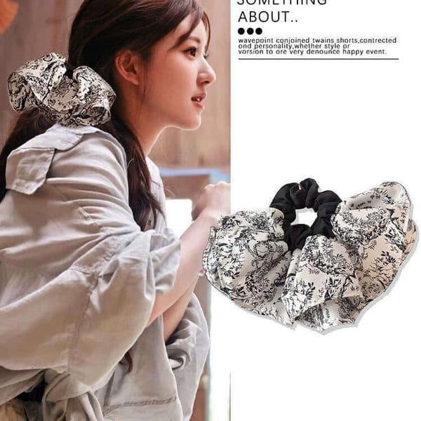 Designer Jewelry Luxury Jewelry French-Style Zhao Lusi-Inspired Ink-Dyed Skirt Hem Scrunchie, Elegant Tie, Simple Elastic Band For Low Ponytail Hair Accessory