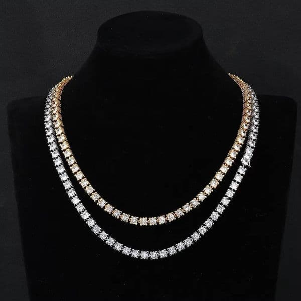 6MM Moissanite Tennis Chains Necklace Men Customize Hip Hop Jewelry Fine Fashion S925 Silver 18k Gold Plated Necklace for Women