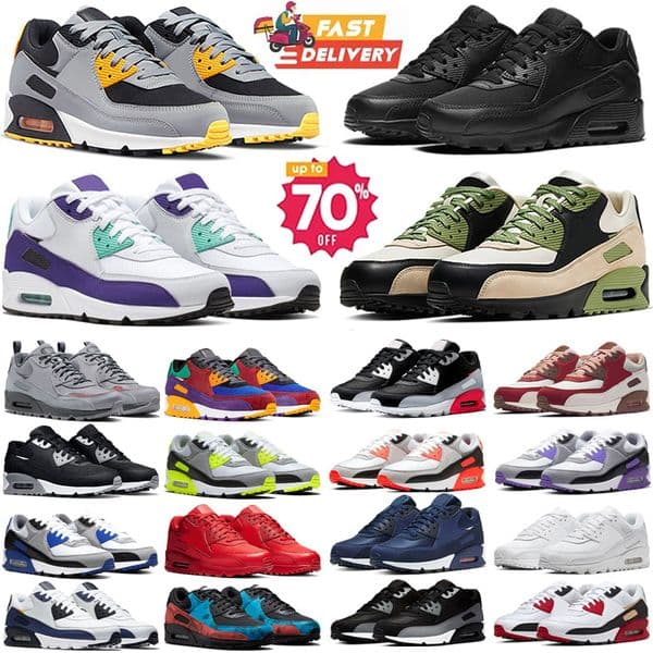 Classic 9 0 Me ns Runn ing S ho es OG Tripl e Whi te Blac k UN C Wol f G rey Polk a Dot Inf rared Super nova Total Orang Lah ar Es cap Hyp er Grape Royal