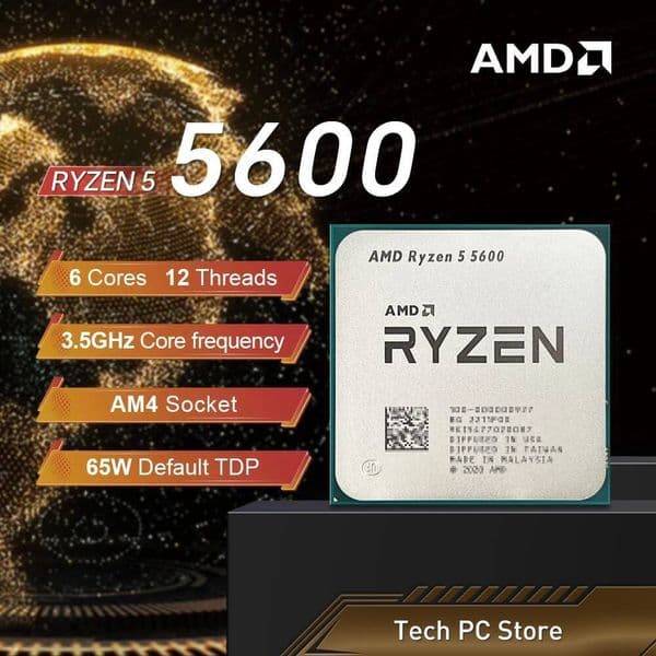 NEW AMD Ryzen 5 5600 35GHz L332M Processor 65W 6-Core 12-Thread R5 5600 Socket AM4 7NM DDR4 but No Fan