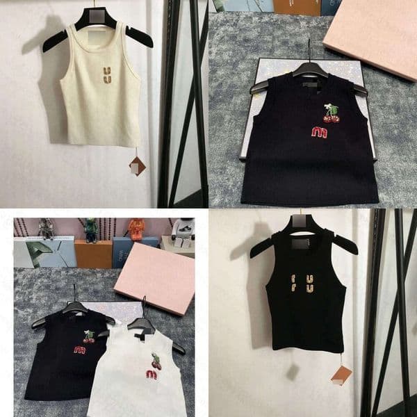Luxury Designer Women MM Tank Letter Pattern Women's Clothing Top Fashionable Quality High pure cotton End Slim And Sexy muimuiclothing Sleeveless Vest 44