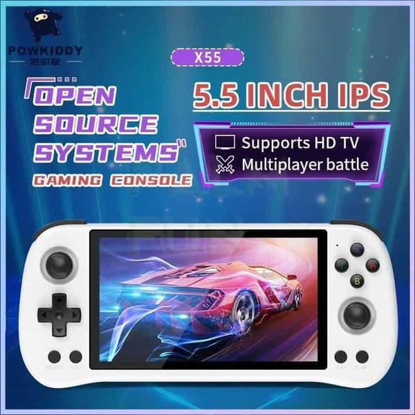 Handheld POWKIDDY X55 Game Console 55 INCH IPS Sn RK3566 Open-Source Linux System 4000 MAh TV LPDDX 512G PSPJ260603
