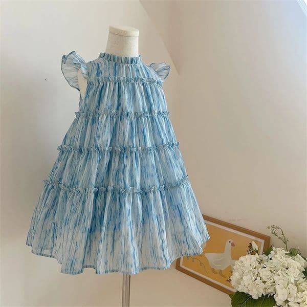 Summer 2-7 Years Girls Korean Version Cute Casual Sleeveless O-Neck A-Line Princess Dress 1 Pc Kids Party Fashion Sweet Clothes260507ww