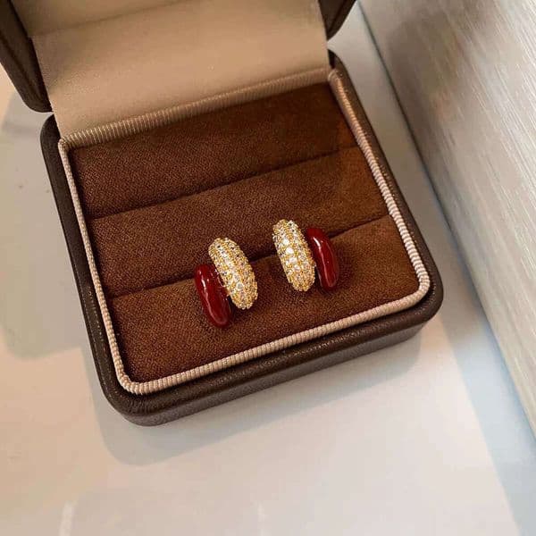 Designer Jewelry Luxury Jewelry Red Year Glazed Earrings For Women, Light Luxury, High-End, Elegant Earrings, 2026 New Model, Popular Unique Ear Accessories Wholesale