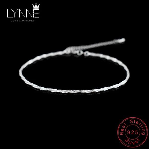 Fashion Simple Twisted Weave Hemp Rope Anklets 925 Sterling Silver Sexy Beach Foot Chain Bracelet For WomenGirl Jewelry Gif 260601