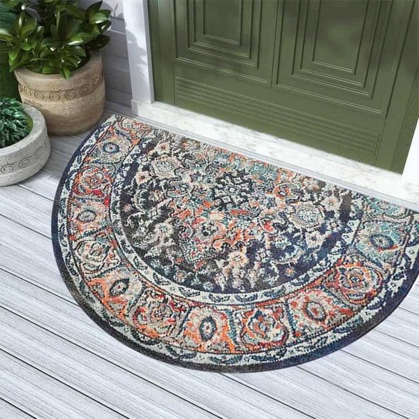VIKAMA Vintage Ethnic Half-Circle Doormat Comfortably Soft and Warm Noise-Reducing Entrance Hallway Mat Bathroom Rug Home Decor C260603