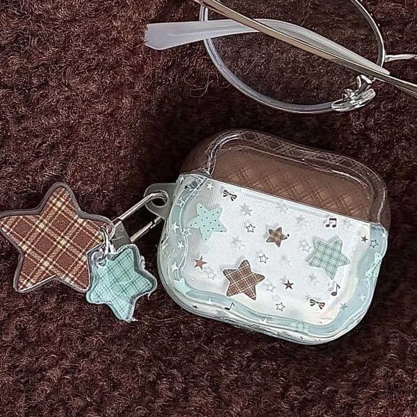 Colorful stars retro pendant earphone case wireless charging box for airpodsT260602