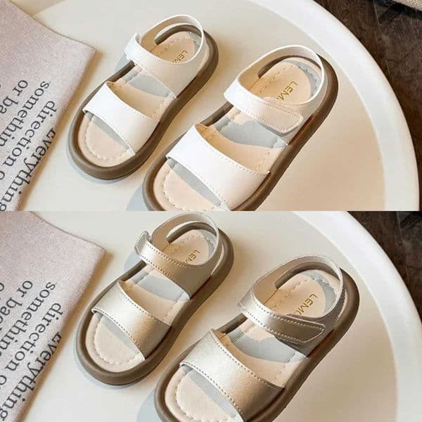Sandals Girls Children Casual Princess Shoes for Summer Vacation Boys Solid Color Beach Shoe Neutral Style Trendy wear-resistant L260603