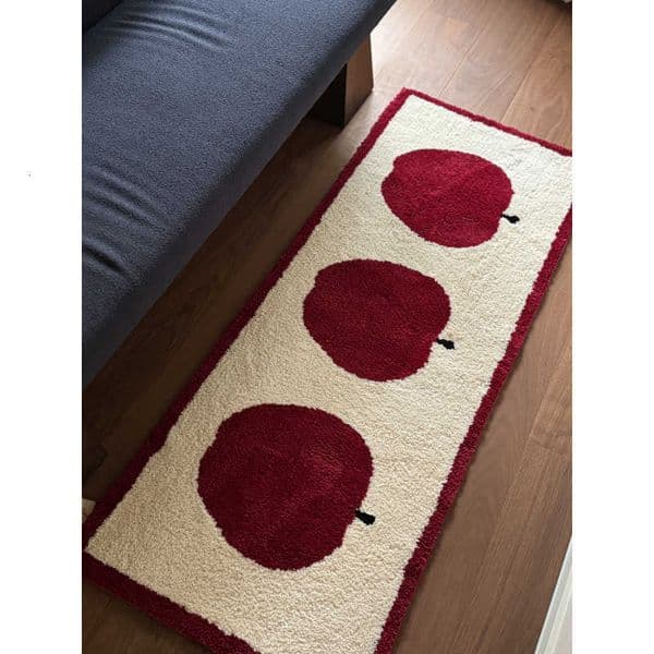 Red VIKAMA Cute Striped Carpet Soft Fuzzy Side Rug for Bedroom Living Room and Corridor Floor Mat Decoration L260603