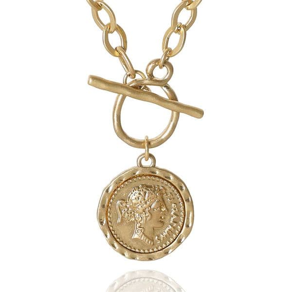 Brass with Bestseller real gold plating stylish and simple geometric pendant with OT clasp necklace for women L260603YK8V