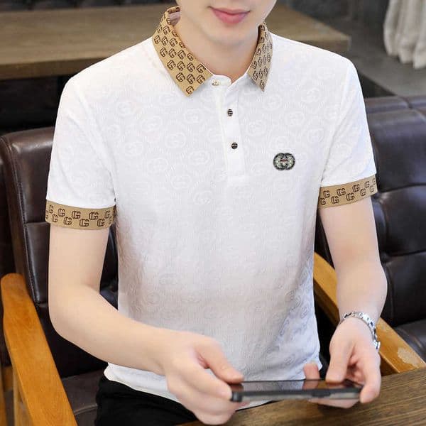 Summer Polo High End Ice Silk Short T Shirt Trendy Brand Thin Half Sleeve Tee Cool Youth Mens Top