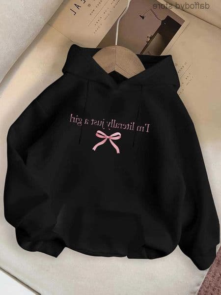 Hoodies Im Womens Literally Just A Grill And Bow Print Pattern Autumn Winter Hooded Sweatshirt Round Neck Casual Clothing S260603