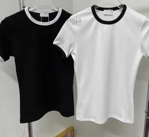 Designer t shirt summer short sleeve women tshirt contrast color embroidery slim fit top tee