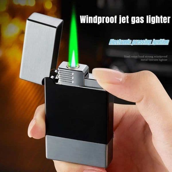 Open Lid Metal Steel Sound Jet Gas Lighter Windproof Portable Turbine Torch Lighter for Mens Gift Cigarette Accessories J260603