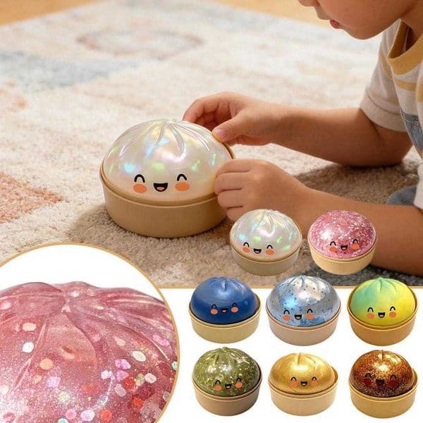 Simulation Dumpling Squeezable Toys Squishy Colorful Glitter Anti Stress Relieve Stress For Children Adults Stress-relieving Toy T260602YJAA