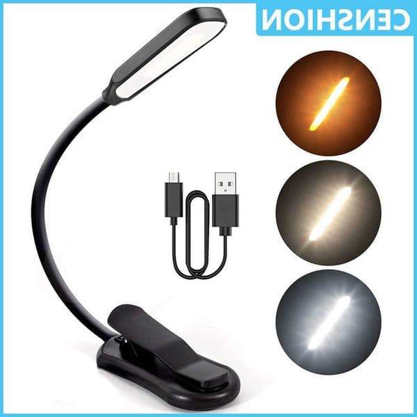 Book Light USB LED Rechargeable 3-Level Warm Cool White Daylight Portable Flexible Easy Clip Night Light Foldable Reading Lamp M260603