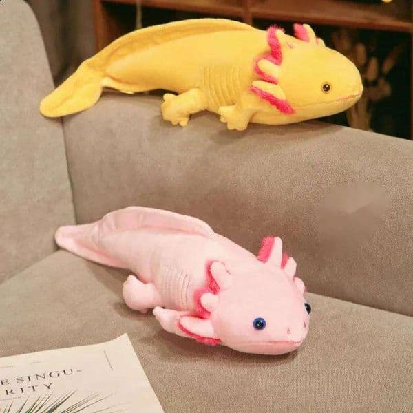 45 80cm Kawaii Colorful t Toy Stuffed Cute Axolotl Salamander Fuzzy Plush Fish Appeasing Long Pillow Cushion Kids Gift 240130