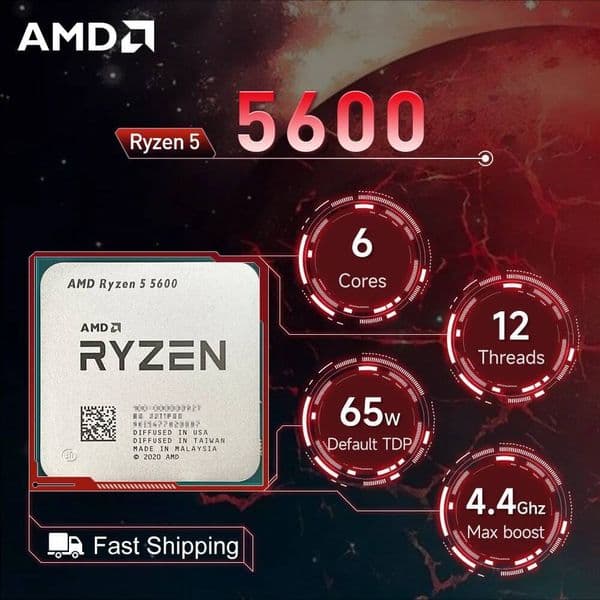 AMD Ryzen 5 5600 L332M 35GHz 6-Core 12-Thread R5 5600 Gaming Processor 65W 7NM DDR4 Socket AM4 No Fan